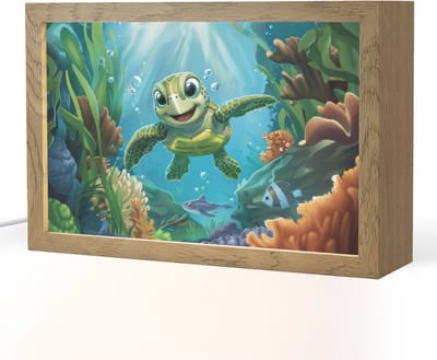 Nachtlampje 30x20 cm - Kinder lampje - Schildpad - Zeedieren - Onderwater - Zeewier - Tafellamp kinderkamer - Slaapkamer lamp - Bedlamp kinderen - Kinderlampje stopcontact - Wandlamp babykamer - Nachtlampjes