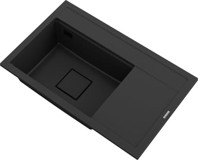 Granitan Spoelbakken Granieten Rendo - Wasbak Keuken Zwart - Met Sifon - 80x50x22cm