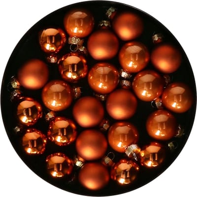 Othmar Decorations mini kerstballen - 24x st - mandarijn oranje - glas - 2,5 cm