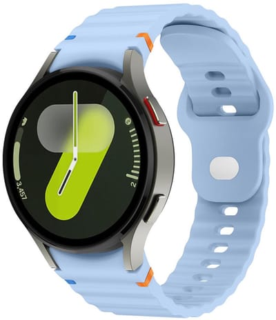Siliconen wave bandje - geschikt voor Samsung Galaxy Watch 7 (40 & 44mm) / Watch 6 (Classic) / Watch 5 (Pro) / Watch 4 (Classic) / Watch FE - druksluiting - lichtblauw
