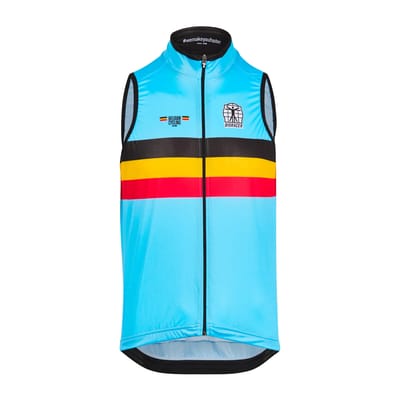 BIORACER Official Belgian Cycling - Icon Wind Gilet Winter - Heren - Blauw - Team Belgium - Winddicht - Maat M