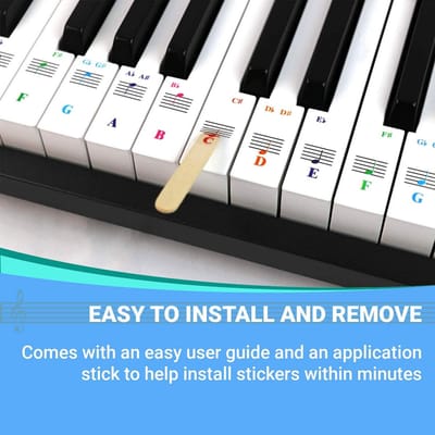 Pianostickers Toetsenbord - Toetsstickers Muziek - Muziek Leren - Transparant Afneembaar - 88 Toetsen - Wit