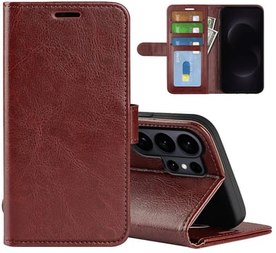 MobyDefend Hoesje - Geschikt voor Samsung Galaxy S26 Ultra - Wallet Book Case (Sluiting Achterkant) - Bruin