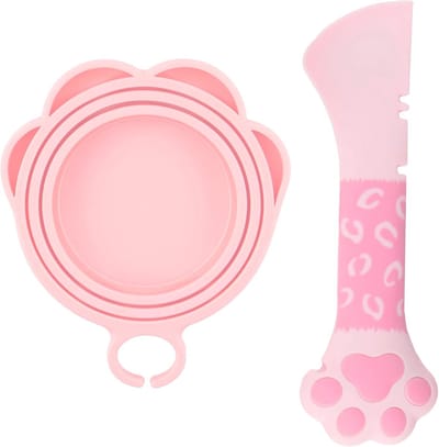 Cover voor dierenvoer blikje met lepel - multifunctionele benodigdheden set met schattige pootvorm voor katten- en hondenvoeding - één deksel één lepel