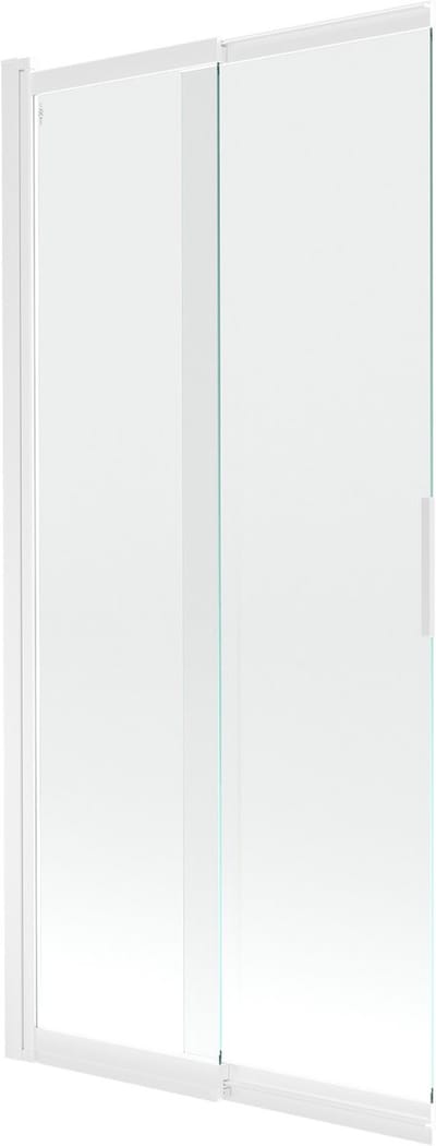 Mexen Fox badwand scherm 2-delig schuifbaar 85 x 150 , transparant, wit - 891-085-002-20-00
