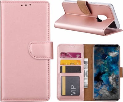 LuxeBass Hoesje geschikt voor Samsung Galaxy S9 Booktype / Portemonnee TPU Lederen Hoesje Rose Goud - telefoonhoes - gsm hoes - telefoonhoesjes - telefoonhoes - gsm hoes - gsm hoesjes