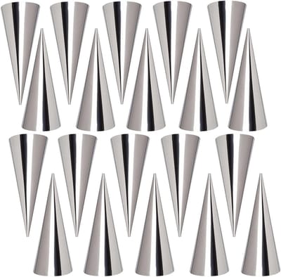 Grote RVS Conische Bakvormen voor Cannoli, 20 Stuks, 5 Inch - Perfect voor Taart en Gebak