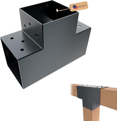 Paalverbinder Hoekbeugel - T-Vorm Bevestiging - Pergola Bouwen - Gepoedercoat Staal - 121x121 mm - Antracietgrijs