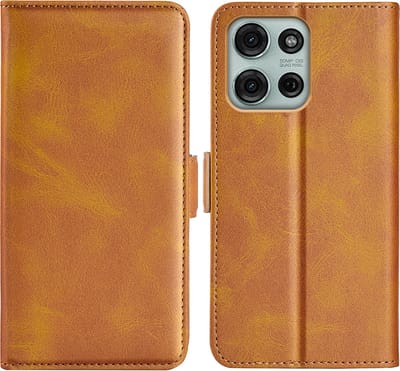 MobyDefend Hoesje - Geschikt voor Motorola Moto G75 - Luxe Wallet Book Case (Sluiting Zijkant) - Lichtbruin