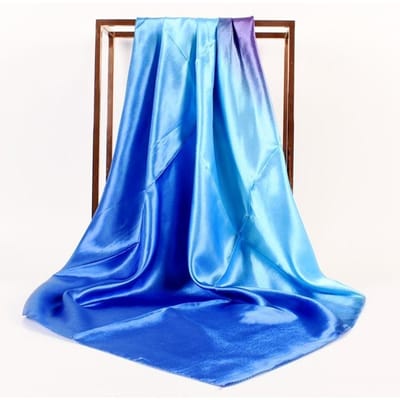 Zijden Hoofddoek Dames Luxe Mode Haar Sjaals Zomer Foulard Femme Satijnen Sjaal Zakdoek Meisjes Vierkante Hoofddoek Bandana Hoofd 90X90cm blue