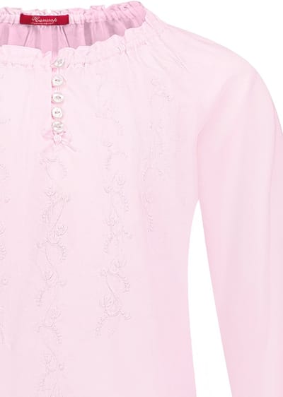Exclusief Luxueus Kinder nachtkleding Luxe mooie zacht Roze Girly Nachthemd van Hanssop met verfijnde borduur details en luxe kraag verwerking, Meisjes Nachthemd, zacht roze Hanssop elegante Borduur, maat 116