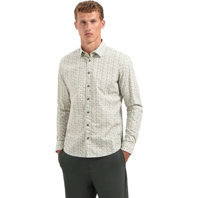 No Excess Shirt Stretch Allover Printed Dark Green Größe: S | Casual hemden Outlet | Herren | Grün