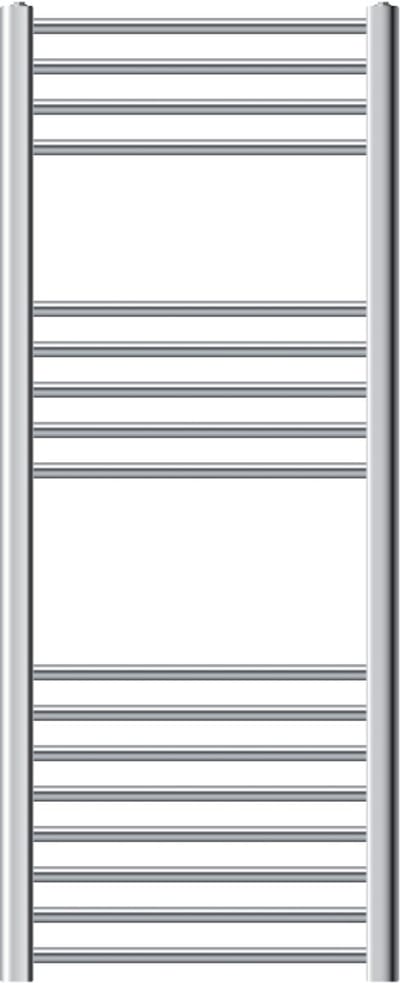Elektrische badkamerradiator met verwarmingselement 900W 500x1200 mm Chroom gebogen zijaansluiting & thermostaat LuxeBath