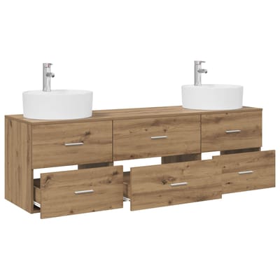 vidaXL - Badkamerkast - set - 3 - st - Artisanaal - eiken - 161.5 - x - 44.5 - x - 82 - cm