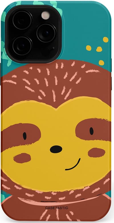 Casetastic hoesje geschikt voor Apple iPhone 13 Pro Max - MagSafe - Dubbellaagse bescherming - Vrolijke luiaard - Fashion Case - Terracotta Petrol Goud