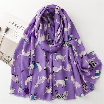 Écharpe/châle en viscose à franges avec joli motif de chat de dessin animé, de haute qualité, pour femme et fille. Convient également comme pashmina, étole, bufandas ou hijab musulman. Dimensions : 180 x 90 cm. pink