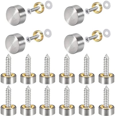 Decoratieve Schroeven Sets - Spiegel Bevestiging - Meubels Afwerken - Roestvrij Staal - 12 Stuks - Zilverkleurig