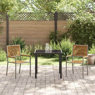 vidaXL Tuin stapelstoelen 2 pcs Bruin en Grijs 54 x 56 x 90 cm
