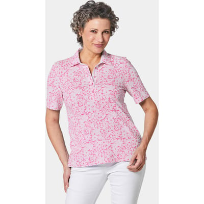 Gedessineerd piqué-poloshirt - roze / wit - Gr. 54 van Goldner Fashion