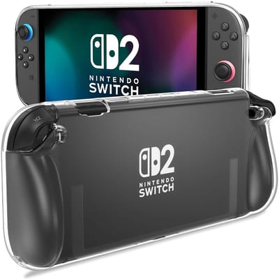 Hoesje Geschikt voor Nintendo Switch 2 - TPU Back Cover Case - Flexibel en Schokbestendig Materiaal - Ergonomisch Ontwerp - Transparant