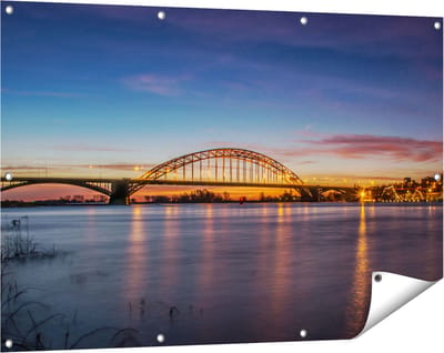 Gards Tuinposter Waalbrug in Nijmegen - 120x80 cm - Tuindoek - Tuindecoratie - Wanddecoratie buiten - Tuinschilderij