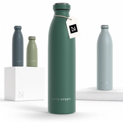 LARS NYSØM Ren Roestvrijstalen drinkfles 750ml - BPA-vrije geïsoleerde waterfles 0,75 Liter (Pine Green)