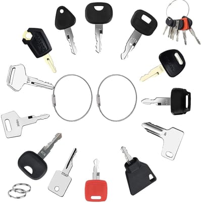Complete Sleutelsset voor Bouwwerktuigen - 17 Delige Universele Set voor Motorstart, Sleutels en Gereedschap voor Graafmachines en Tractoren