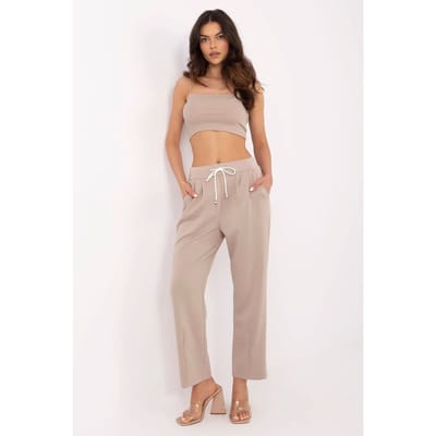 Relaxed Drawstring Pants - Camel - Camel / One Size