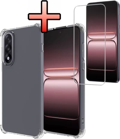 Hoesje - Met Screenprotector - Geschikt voor OnePlus Nord 5 - Sterk & Shockproof - Siliconen Case - Back Cover - Telefoon Hoes - Shock Proof - Transparant