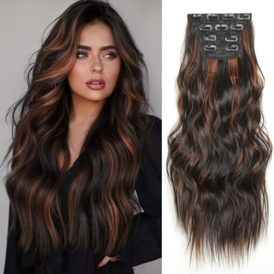 Clip-in hairextensies met golvend synthetisch haar - 20 inch set
