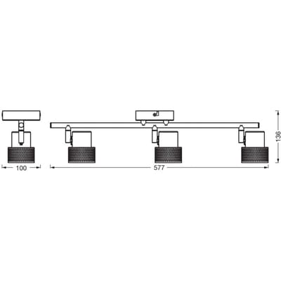 OSRAM DECOR SPOT CORK, 3 x 3,4W, 690lm, wit, spot, verstelbare koppen, veelzijdig gebruik, interieurspot, vervangbare ledlampen, dimbaar, warm witte lichtkleur, GU10