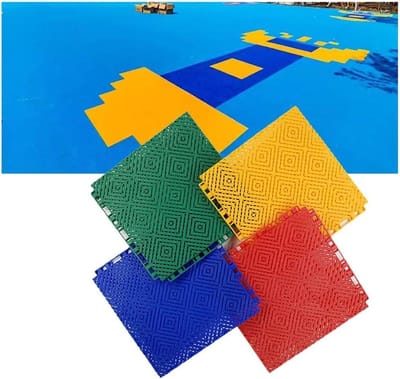 Modulaire Vloertegels - In elkaar grijpende tegels - Sportveld Aanleggen - Drainerend Ontwerp - 25 cm - Blauw