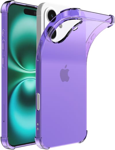 Smartphonica Telefoonhoesje Geschikt voor iPhone 16 Plus Transparant Schokbestendig Siliconen Hoesje met Stootrand - Shockproof Back Cover Case - Paars geschikt voor iPhone 16 Plus