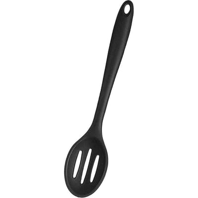 Voedselkwaliteit Siliconen Kooklepel Pan Schep Hittebestendig Flexibel Anti-aanbak voor Koken Bakken Mengen Keukengerei black