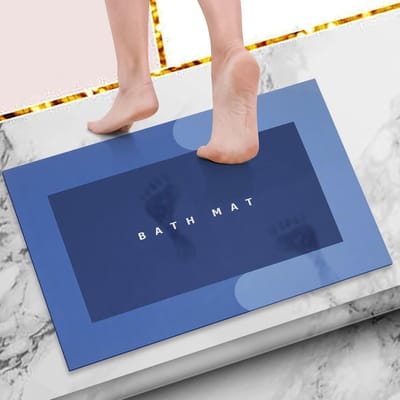 Antislip Badmat Blauw 40 x 60 cm - Absorberend en Wasbaar voor Badkamer