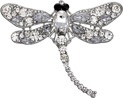 Fako Bijoux® - Broche - Libelle - XXL - 94x67mm - Zilverkleurig