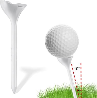 10pcs 10 Degree Golf Tees - Premium Plastic Golf Simulator Tees - Professionele Golf Training Accessoires - Golf Oefentool voor Mannen en Vrouwen (Wit)