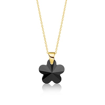 Montebello Ketting Flower BG97 - 925 Zilver Verguld - Swarovski - Ø14mm - 45cm