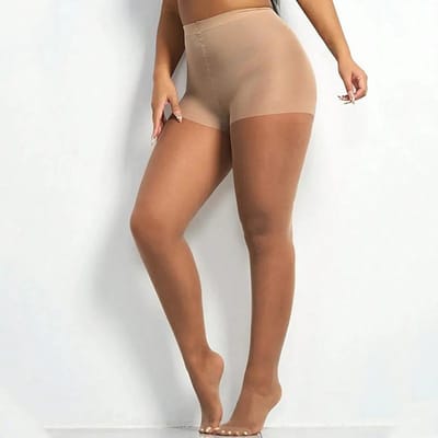1 Paire Collants Transparents 40D Femme Haute Élasticité Nylon Collant Gainant Bas Longs Fins Grande Taille One Size white