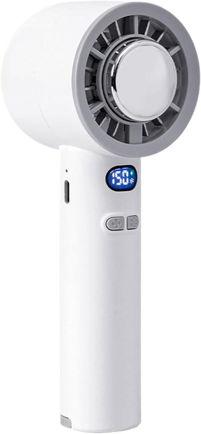 Draagbare Handventilator | Krachtige Kleine Handventilator - Op Accu Werkende Verstelbare Luchtkoeler Met LED Scherm Voor Heren, Dames & Kinderen