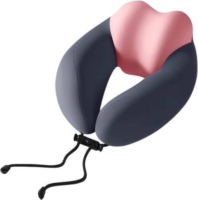 U-vormig Memory Foam Nekkussen voor Reizen & Vliegtuig – Ergonomisch Reiskussen met Draagbaar Ontwerp en Wasbare Hoes - Roze