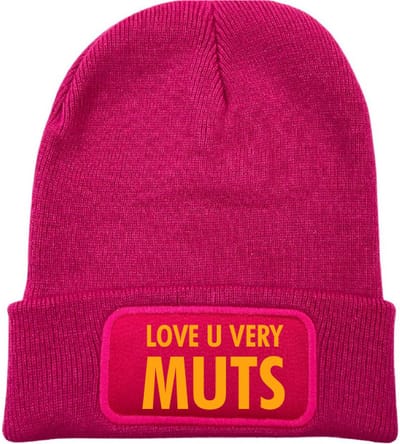 Love u very muts wintermuts fuchsia | oranje - soBAD. | Wintersport | Après ski verkleedkleren | Unisex | Heren en Dames Beanie