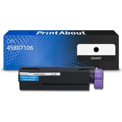 PrintAbout huismerk Toner 45807106 Zwart Geschikt voor OKI