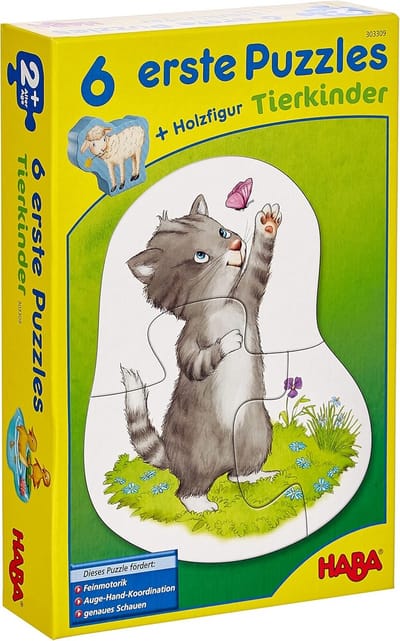 6 Eerste Puzzels met Dierenkinderen voor Peuters