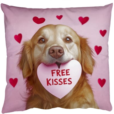 Sierkussens - Kussentjes Woonkamer - 50x50 cm - Hond - Kiss- Valentijn - Hartjes