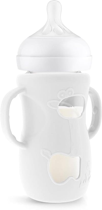 Fles beschermhoes - Babyfles accessoire - Fles veilig vasthouden - Valbescherming en grip - 12 x 11 x 7 cm