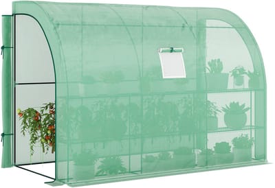 Outsunny - Muurkas - Kunststof - Staal - 300L x 150B x 213H cm - Groen
