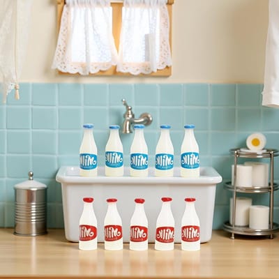 Miniatuur Melk Flessen - Poppenhuis Decoratie - Poppenhuis Inrichten - Realistisch Ontwerp - 1:12 Schaal - Transparant