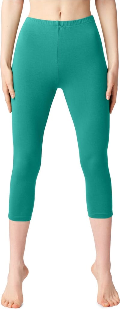 Bellivalini Dames Leggings - Sport - Vrijetijdsbroek - Katoen - ¾ Lang - Donker turquoise - M - BLV-BLV50-199-LE