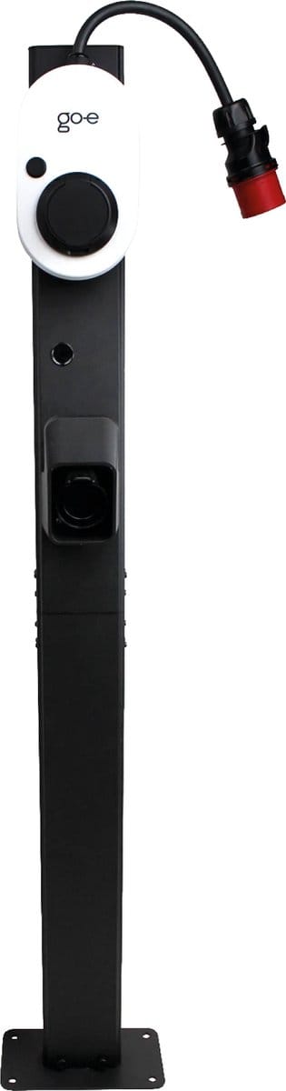 Go-e en Fronius Wattpilot Montagepaal - voor 2 Laadpalen - Dubbele bevestingspaal voor Go-e en Fronius Wattpilot Laadpalen - Inclusief 2x Stekkerhouder - Metaal - Zwart